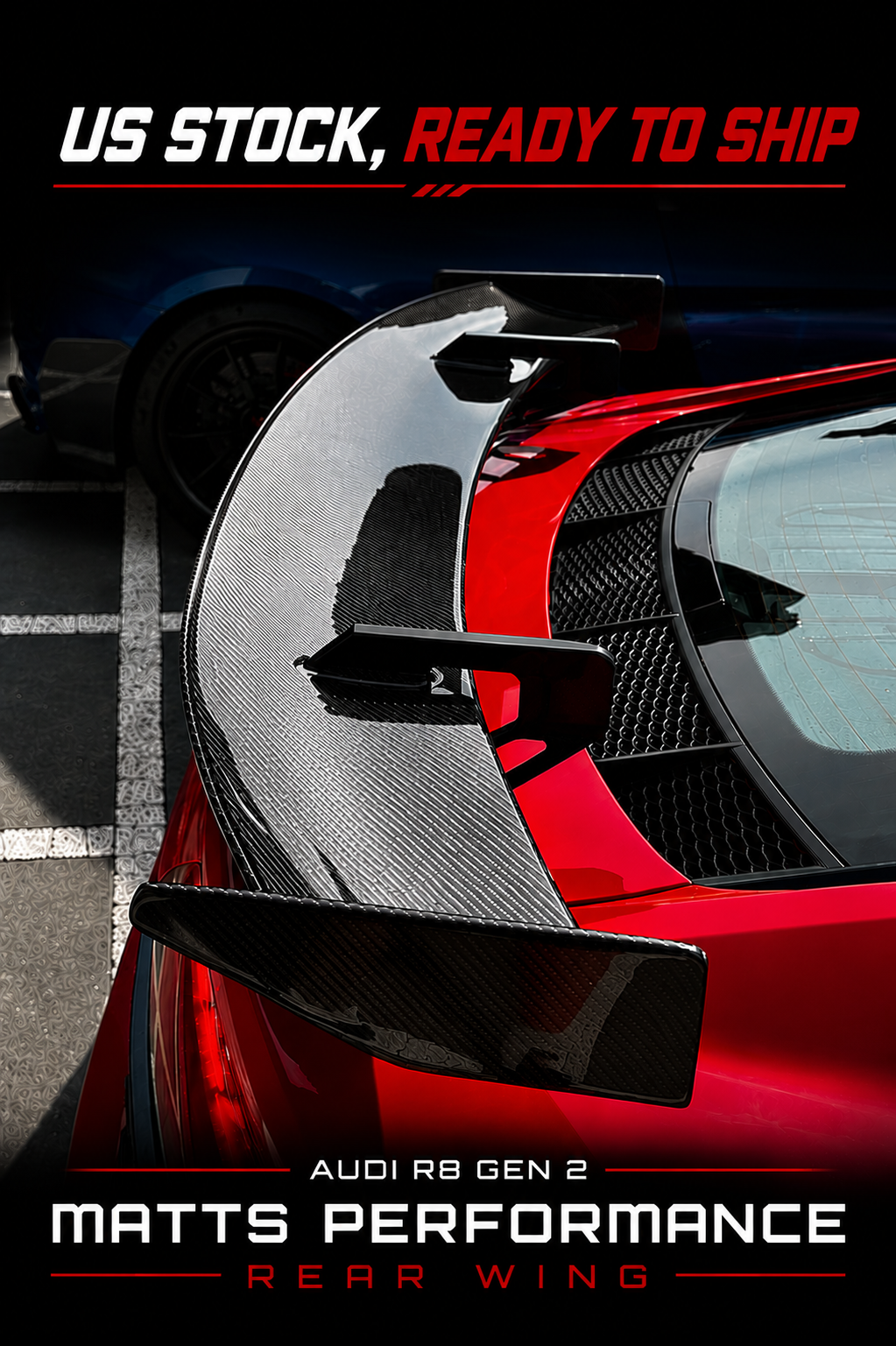 Audi R8 Gen 2 Performance Carbon Fiber Rear Wing | Dry Carbon Spoiler (2016-2023) | Matts Performance, US STOCK.